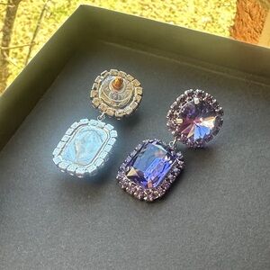 Elegant Purple and Silver Drop Earrings